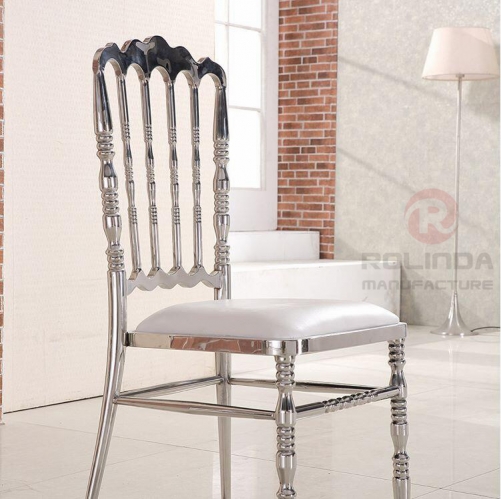 Gold and Silver European Style High Back Stainless Steel Chairs with Cushion