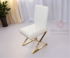 White Stainless Steel Light Luxury Dining Chair Alligator Pattern Fashion Simple Modern Dining Chair