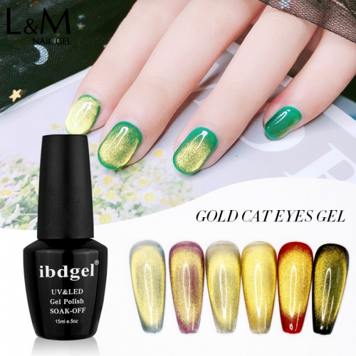 【Spar Cat Eye Gel  】ibdgel Spar Cat Eye Gel Polish Silver Gold Magnetic Nail Gel Lak 15ml