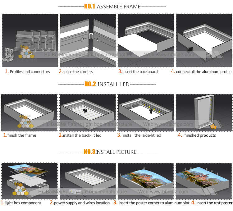  Frameless fabric light box