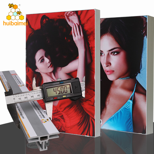 Custom size and shape 45mm aluminum material double sided fabric frameless thin light box