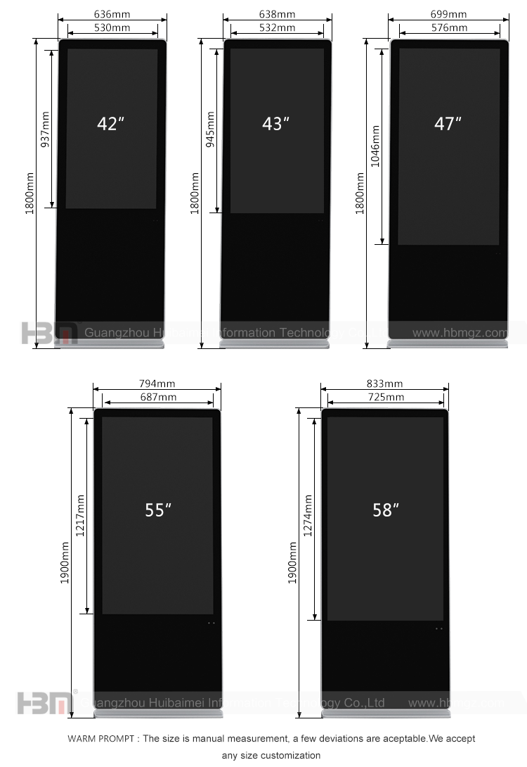 Free standing touch screen kiosk