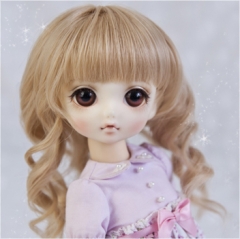 1/6 Linen yellow long curl wig