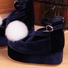1/3 navy platform shoes with brushy ball