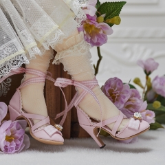 1/3 Lolita style X straps high heel shoes - Pink