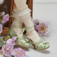 1/3 Lolita style X straps high heel shoes - Green