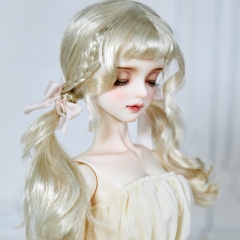 Light gold mohair bow braided hair