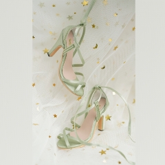 1/3 Thin strap sweet high heels (green)