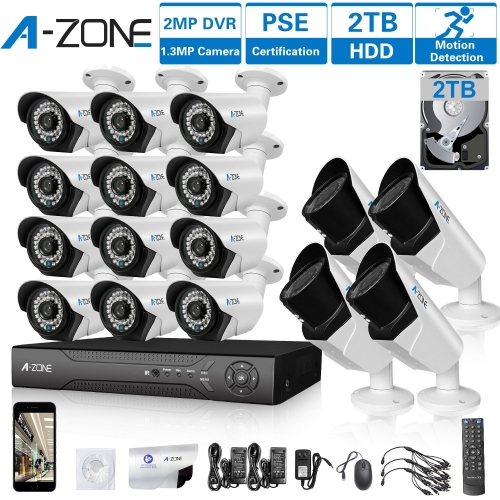 A-ZONE 16CH 1080P DVR AHD防犯カメラシステム12x HD 960P 1.3MP固定