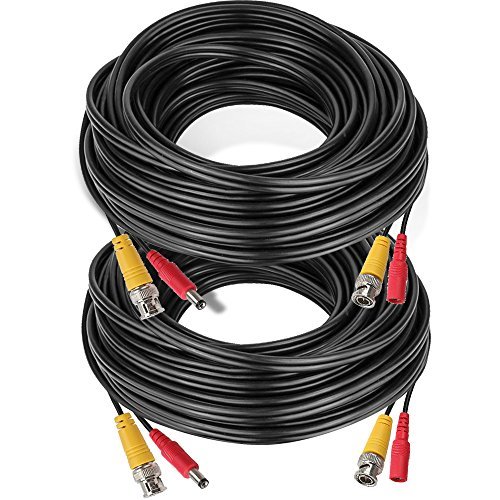 A-ZONE 2 Pack 100ft BNC Video Power Cable Security Camera Wire Cord for CCTV DVR Surveillance System