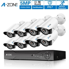 A-ZONE Sistema de cámara de seguridad 8 canales 1920P AHD DVR con cámara de CC HD 1920P 5.0MP 8