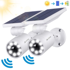 Motion Sensor Solar Lights Outdoor - 800Lumens Spotlight Solar Security Lights IP66 Waterproof, for Porch Garden, Aluminum, 2-Pack (White)