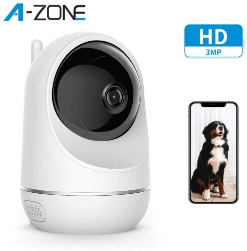 Moniteur pour bébé A-ZONE, caméra IP sans fil 3MP avec détection de mouvement de bébé qui pleure Fonctionne avec Alexa