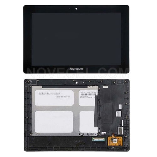 LCD Screen + Touch Screen Digitizer Assembly with Frame for Lenovo Idea Tab S6000(Black)