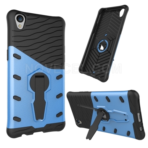 OPPO R9 & F1 Plus Shock-Resistant 360 Degree Spin Tough Armor TPU + PC Combination Case with Holder (Blue)