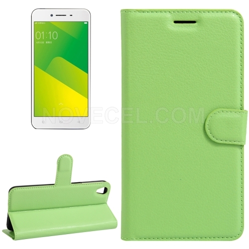 OPPO A37 Litchi Texture Horizontal Flip Leather Case with Holder & Card Slots & Wallet(Green)