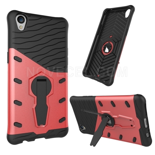 OPPO R9 & F1 Plus Shock-Resistant 360 Degree Spin Tough Armor TPU + PC Combination Case with Holder (Red)