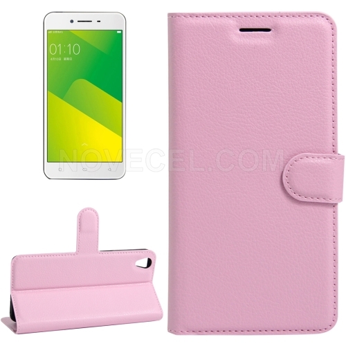 OPPO A37 Litchi Texture Horizontal Flip Leather Case with Holder & Card Slots & Wallet(Pink)