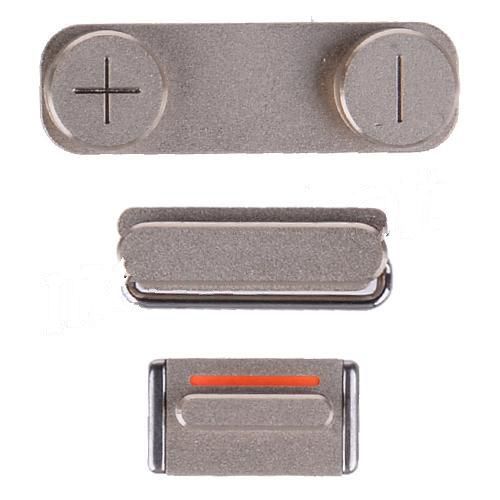 Power Button, Volume Up/Down Buttons and Silent/Mute Switch for iPhone 5S - Silver