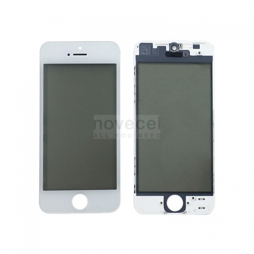 Front Screen Glass + Frame + OCA+Polariser for iPhone 5 - White（Super High Quality）