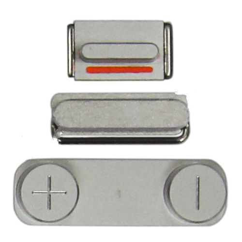 Power Button, Volume Up/Down Buttons and Silent/Mute Switch for iPhone 5 - Silver