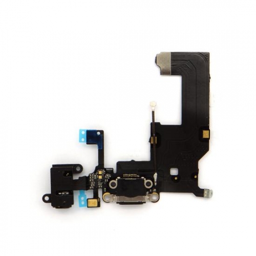 Microphone &amp; Earphone Jack &amp; Charger Port Flex Cable for iPhone 5 aftermarket - Black