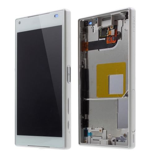 LCD Screen and Digitizer Assembly with Front Housing for Sony Xperia Z5 Compact (OEM material assembly) - White