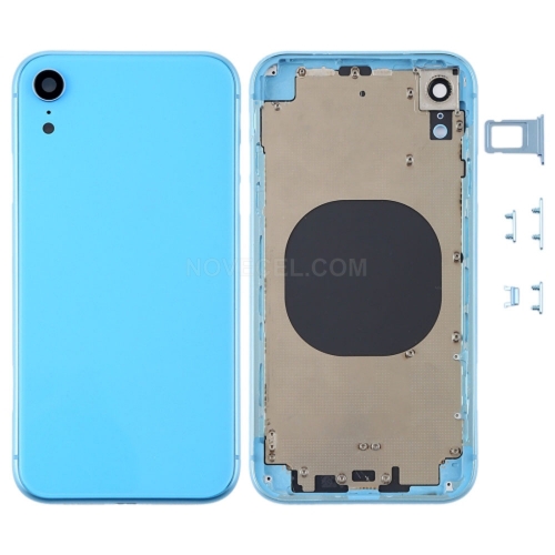 Back Housing Cover with Camera Lens & SIM Card Tray & Side Keys for iPhone XR_Blue