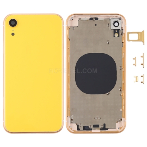 Back Housing Cover with Camera Lens & SIM Card Tray & Side Keys for iPhone XR_Yellow