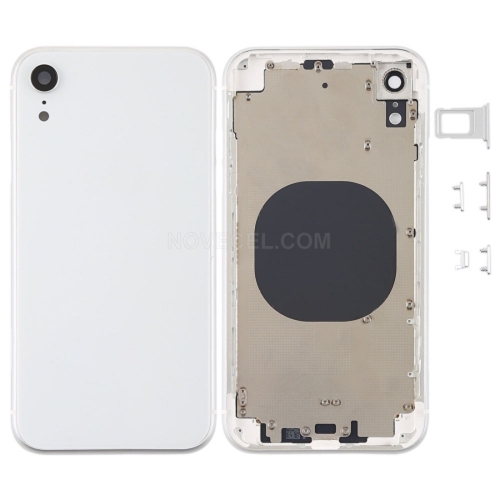 Back Housing Cover with Camera Lens & SIM Card Tray & Side Keys for iPhone XR_White