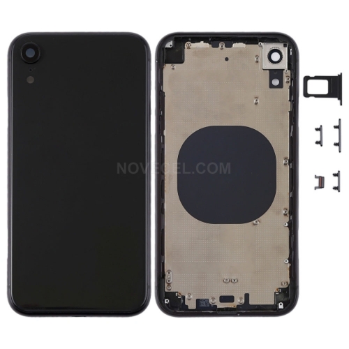 Back Housing Cover with Camera Lens & SIM Card Tray & Side Keys for iPhone XR_Black