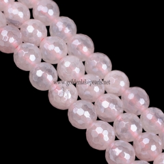 Highlight Coated Rose Quartz 128 Faceted Rounds，Approx 6-12mm, Approx 38cm/strand