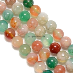 Natural Multicolor Sakura Agate Plain Rounds, Approx 6-10mm, Approx 38cm/strand
