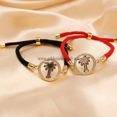 Red&Black Hand Woven Rope Coconut Tree Shell Bracelets, Sell By Piece
