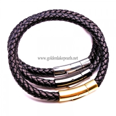 Black Braided Leather Rope Bracelets, Sell By Piece