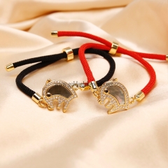 Red&Black Hand Woven Rope Elephant Shell Bracelets, Sell By Piece