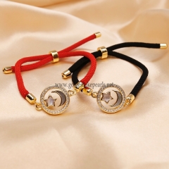 Red&Black Hand Woven Rope Star&Moon Shell Bracelets, Sell By Piece