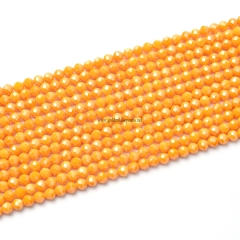 Amber Cubic Zirconia Faceted Rounds, Approx 3-4mm, 38cm/strand