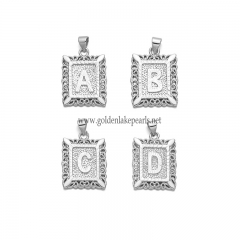 Silver Plated Metal English Letter Pendant, Approx 21x17.5mm, Sale By Piece