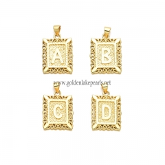 Gold Plated Metal English Letter Pendant, Approx 21x17.5mm, Sale By Piece