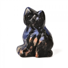 Sodalite Carved Cat Display Decorations, Approx 27x40x14mm, Sell by Piece