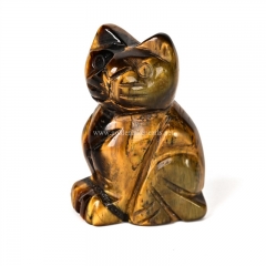 Yellow Tiger Eye Carved Cat Display Decorations, Approx 27x40x14mm, Sell by Piece