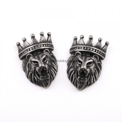 Antique Silver Color Plated Stainless Steel Lion Head with Crown Charm Pendants, Approx 20x31mm, Sell by Piece