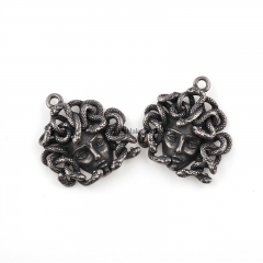 Antique Silver Color Plated Stainless Steel Medusa Charm Pendants, Approx 28x31mm, Sell by Piece