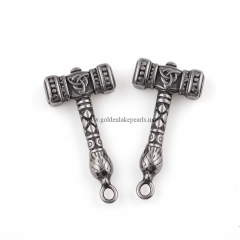 Antique Silver Color Plated Stainless Steel Thor's Hammer Charm Pendants, Approx 20.5x41mm, Sell by Piece