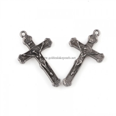 Antique Silver Color Plated Stainless Steel Cross Charm Pendants, Approx 25.5x44mm, Sell by Piece