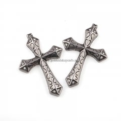Antique Silver Color Plated Stainless Steel Cross Charm Pendants, Approx 41x61mm, Sell by Piece