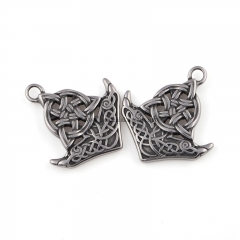 Antique Silver Color Plated Stainless Steel Viking Celtic Knot Charm Pendants, Approx 33x36mm, Sell by Piece