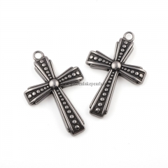 Antique Silver Color Plated Stainless Steel Cross Charm Pendants, Approx 33.6x52mm, Sell by Piece