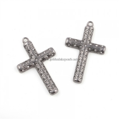 Antique Silver Color Plated Stainless Steel Cross Charm Pendants, Approx 21.5x33.7mm, Sell by Piece